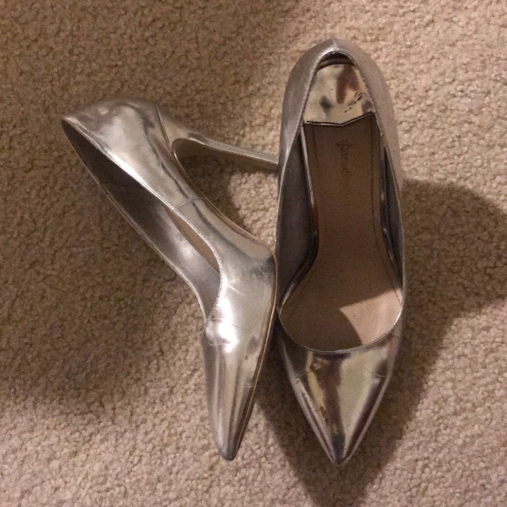 Metallic Silver Heels